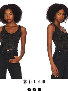 New without tags Free People Lorux Lurex tank in black with metallic gold sparkl